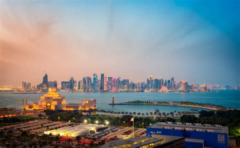 Qatar Skyline of Doha West Bay and Museum of Islamic Art (MIA)