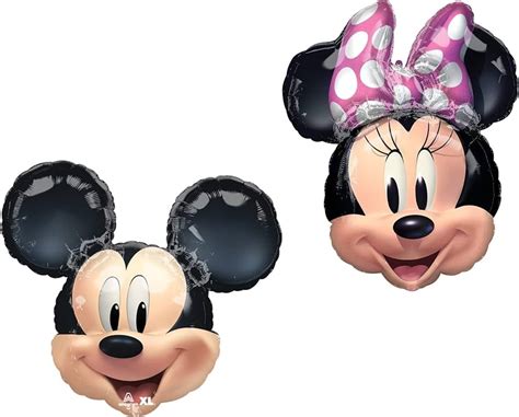 LOONBALLOON Mickey & Minnie Mouse Pink Black Heads Ears Face Shape ... - Clip Art Library