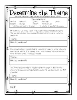 Identifying The Theme Worksheets For 5th Graders - ajianjar