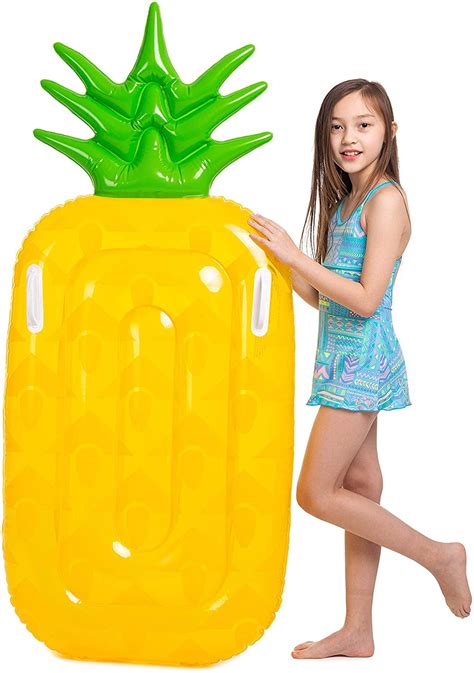 JoyX 58” Inflatable Pineapple Pool Float, Fun Beach Floaties, Swim Party Toys, Pool Island ...