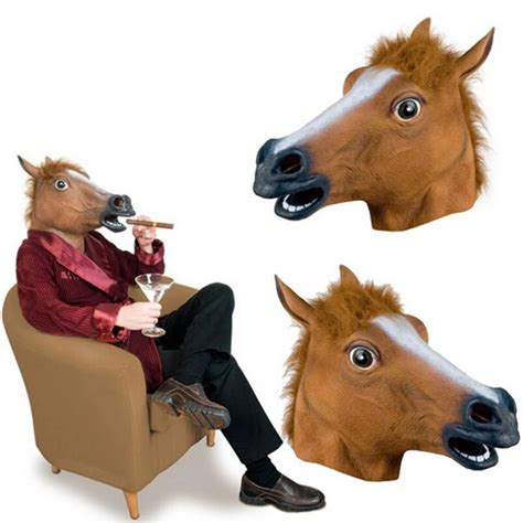 Horse Mask Halloween Horse Head Mask Latex Creepy Animal Costume Theater Prank Crazy Party ...