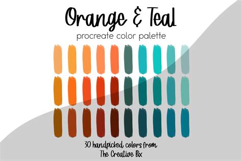 Summer Inspired Bright Procreate Color Palette Orange Teal Gold Swatches For Digital Lettering ...