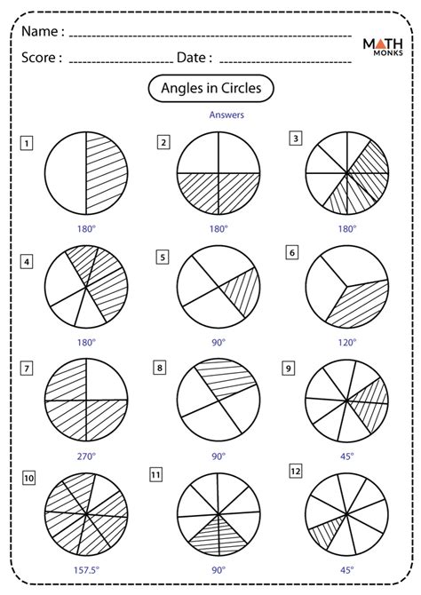 Angles In A Circle Worksheet Pdf