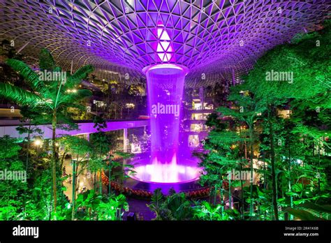 Waterfall at Jewel Changi Airport shopping mall at Singapore airport Stock Photo - Alamy