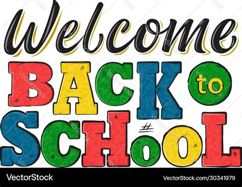 Welcome back to school decorated lettering sign Vector Image