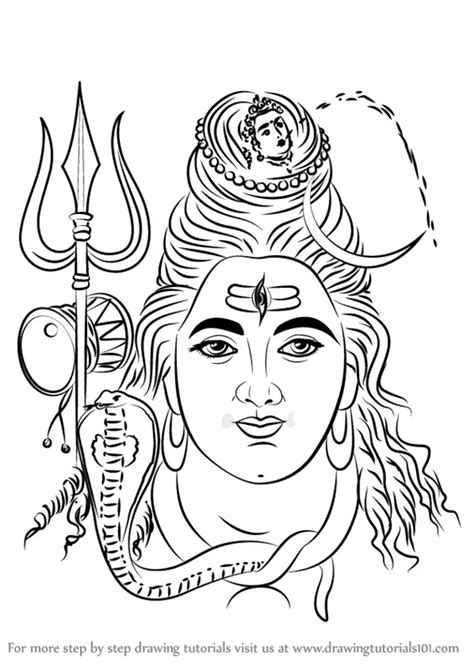 Learn How to Draw Lord Shiva Face (Hinduism) Step by Step : Drawing Tutorials