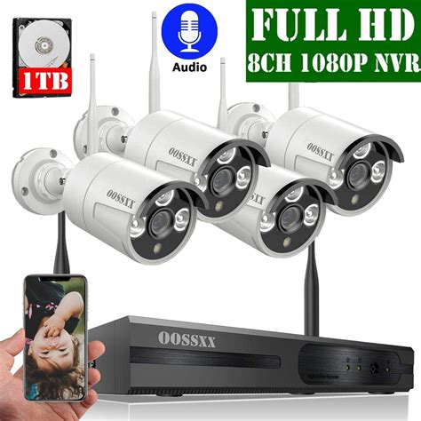 Wireless Security Camera System, OOSSXX 1080P Home Surveillance Cameras System, 8CH NVR and 4pcs ...