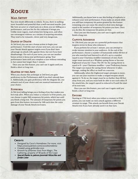 [5e] Mad Artist Rogue Archetype [Version 2] - Updated based on your feedback! : Uneart ...