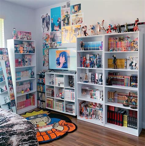 anime n manga bookshelf setup in bedroom | Cool room designs, Cool rooms, Anime bedroom ideas