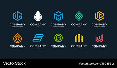 Set company logo design ideas Royalty Free Vector Image