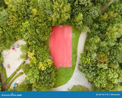 Aerial View of a Park with a Basketball Court and a Playground Stock Photo - Image of playground ...