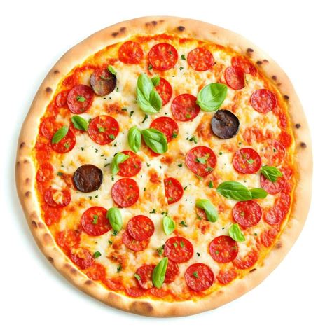 Tasty top view pizza italian traditional round pizza. white background. 25446386 Stock Photo at ...