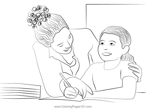 Teacher And Student In Classroom At School Coloring Page for Kids - Free Science Printable ...