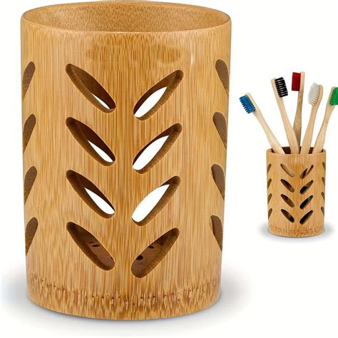 the toothbrush holder is made out of bamboo