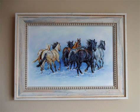 Original wild horses oil painting 11 x 14 canvas | Etsy