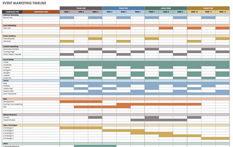 Marketing Timeline Template Excel