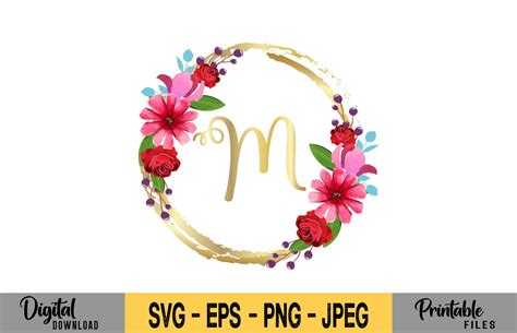 Floral Watercolor Monogram M Letter Graphic by creative_design · Creative Fabrica