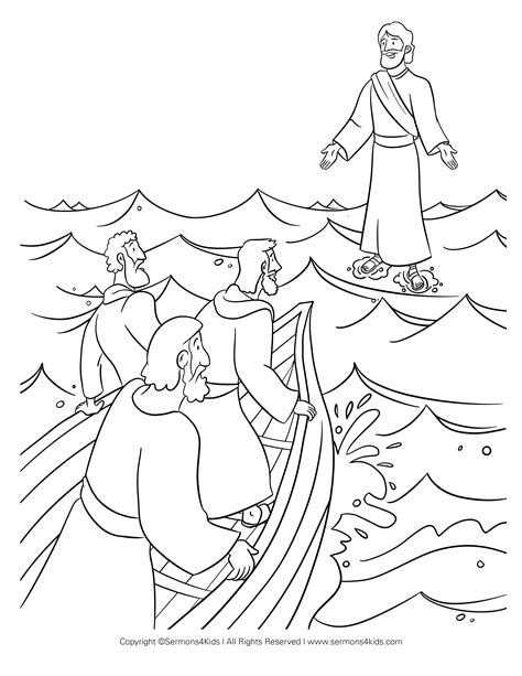 Jesus Walking on the Water Coloring Page | Sermons4Kids