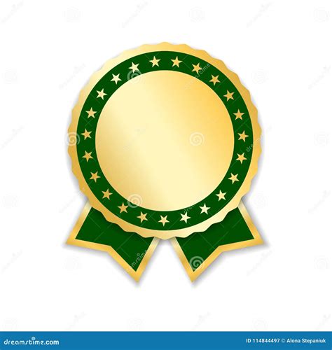 Award Ribbon Isolated. Gold Green Design Medal, Label, Badge, Certificate Stock Vector ...