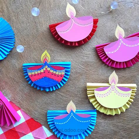 Diwali Paper Diya craft {Free Template}