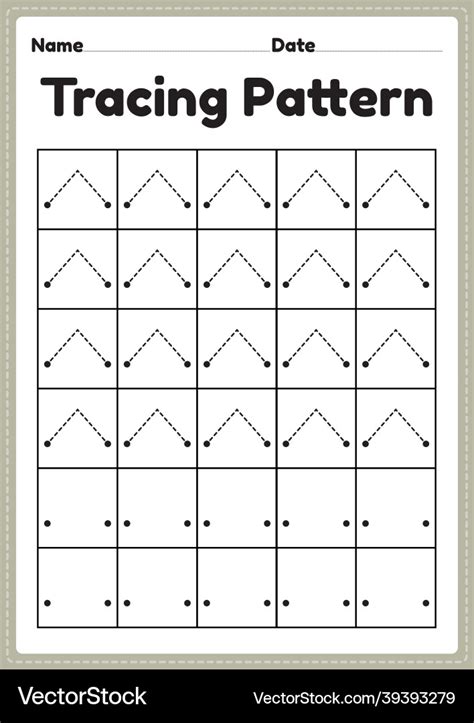 Tracing pattern lines worksheet for kindergarten Vector Image