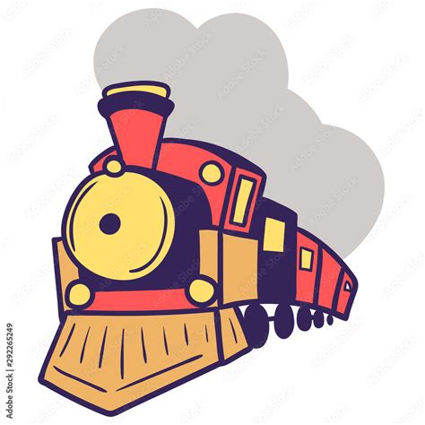 Cartoon Steam Locomotive Illustration Vector Stock Vector | Adobe Stock