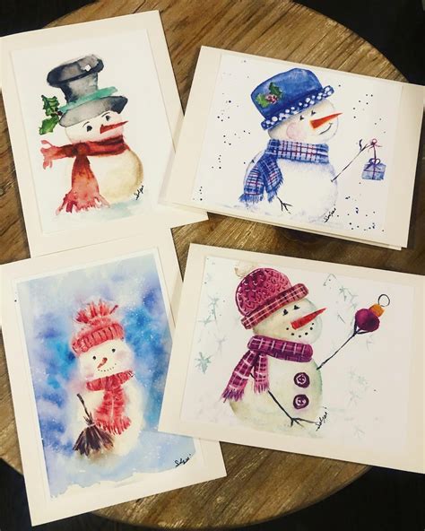 Watercolor Snowman Cards, Prints of My Original Watercolor Art, Cute Snowman Cards - Etsy