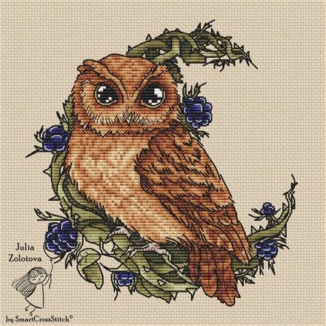 Owl & Blackberry Nature cross stitch pattern | Cross stitch owl, Cross stitch patterns, Funny ...