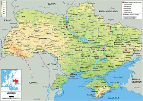 Ukraine Map (Physical) - Worldometer