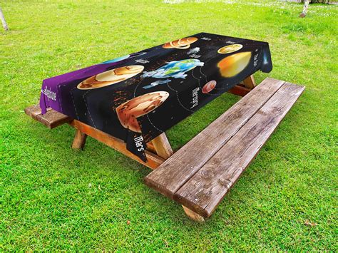 Outer Space Outdoor Tablecloth, Solar System of Planets Milky Way Neptune Venus Mercury Sphere ...