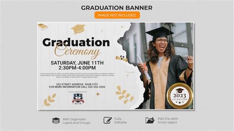 Premium PSD | A flyer for a graduation banner for a graduation ceremony.