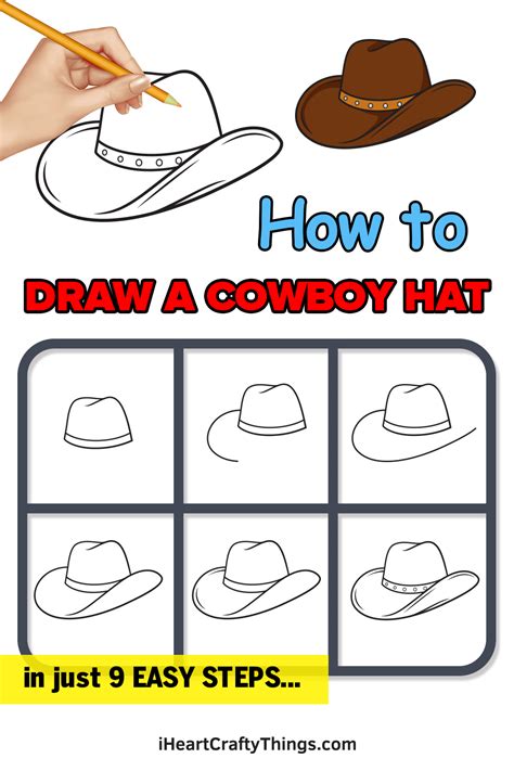 Cowboy Hat Drawing — How To Draw A Cowboy Hat Step By Step