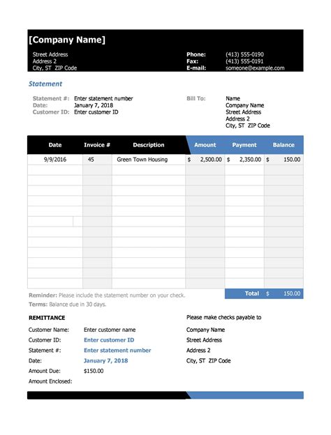 Statement Of Account Template Free Download - FREE PRINTABLE TEMPLATES