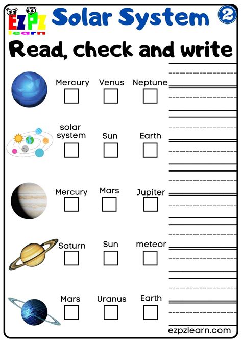 The solar system worksheets for kindergarten and preschool - Worksheets Library