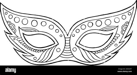 Mardi Gras mask - outline isolated element. Coloring page for adults. Vector illustration Stock ...