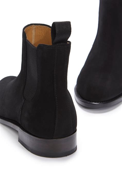 Women's Black Suede Chelsea Boots, Welted Leather Sole - Hugs & Co.