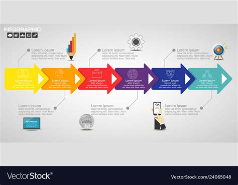 Timeline infographics design template with 12 Vector Image