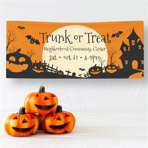 Trunk or Treat Haunted Halloween Party Banner | Zazzle