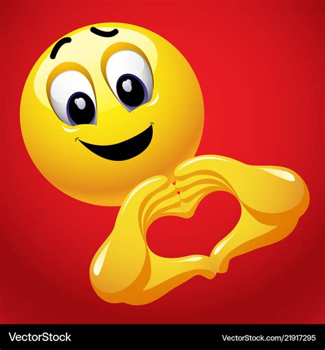 Smiley with heart shape hand sign cute smiley Vector Image