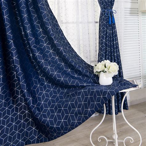 [byetee] Window Door Curtain Cloth Bedroom Living Room Balcony Kitchen Blue Grey Curtains ...