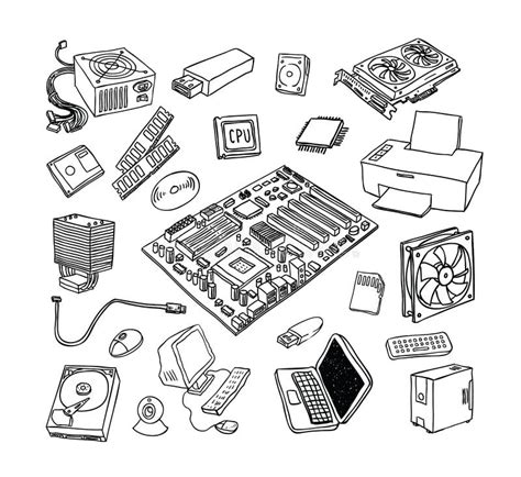 Computer Hardware Icons. PC Components Stock Vector - Illustration of disk, chip: 52828274