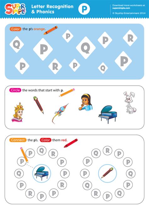 Letter Recognition & Phonics Worksheet - P (Uppercase) - Super Simple