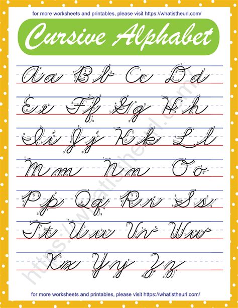 Cursive Alphabet Chart in High Quality Printable PDF - Your Home Teacher | Cursive alphabet ...