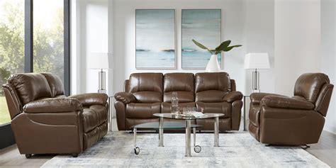 Vercelli Brown Leather 7 Pc Living Room with Reclining Sofa - Rooms To Go