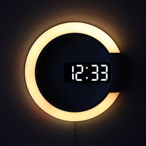 3D LED Digital Wall Clocks Alarm Mirror Hollow Watch Wall Clock Modern Design Night Light ...