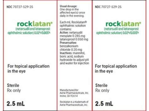 Rocklatan (netarsudil and latanoprost) Eye Drops, 0.02% / 0.005%, 2.5 mL, Alcon Laboratories (Rx ...