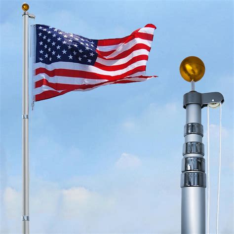 Stand 20FT Telescoping Flag Pole Kit, Thick 16-Gauge Aluminum, 3x5 Ame – Stand Flag Poles