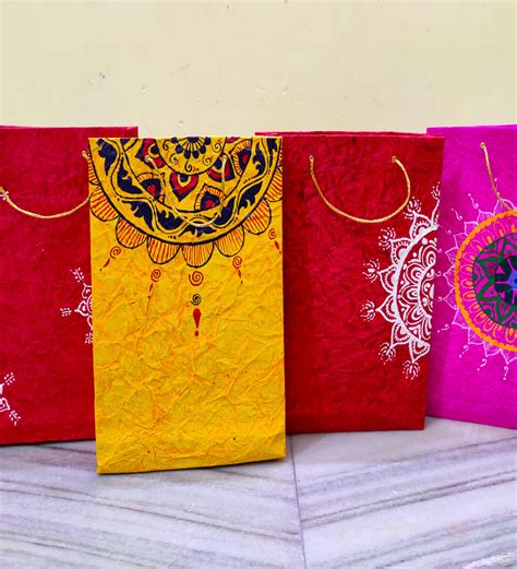 Buy Colorful Handmade Paper Bags - Handpainted crafts Online in India