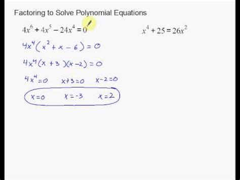 Algebra 2 - Solving Polynomial Equations | Doovi