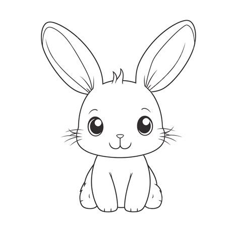 Drawing Cute Bunny Rabbit Bunny Image Outline Sketch Vector, Bunny Drawing, Rabbit Drawing, Wing ...